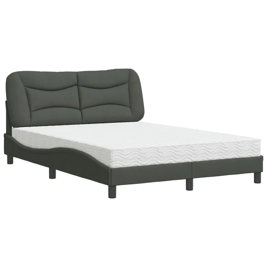 Lit avec matelas Hvar gris foncé 140x200 cm tissu - 2