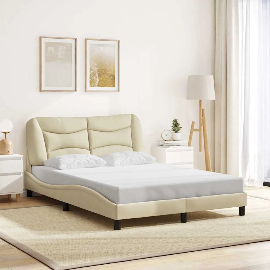 Cadre de lit sans matelas Hvar crème 140x200 cm tissu