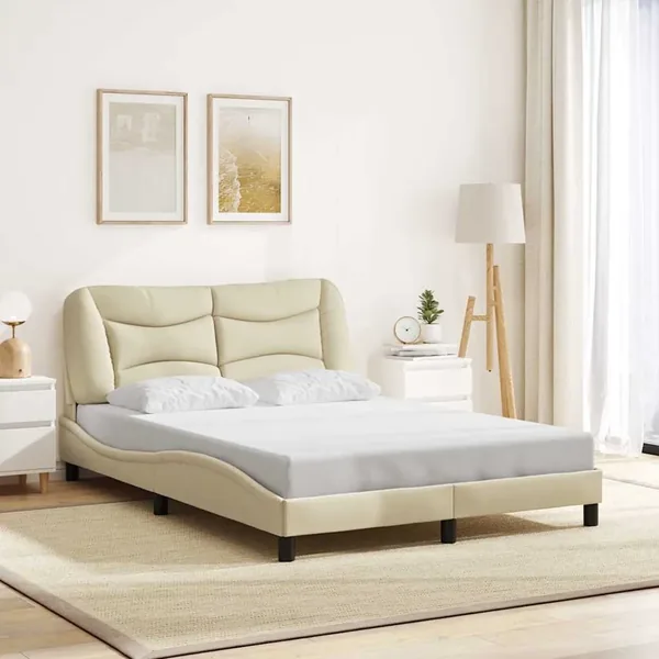 Cadre de lit sans matelas Hvar crème 140x200 cm tissu