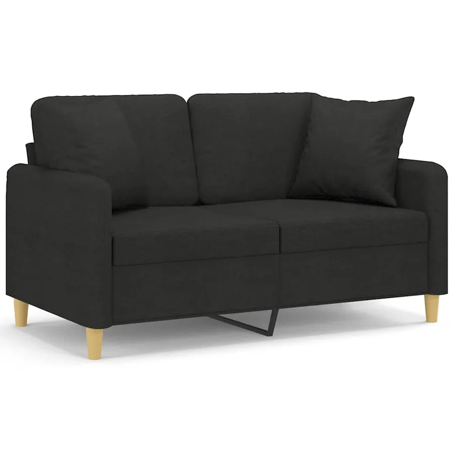 Canapé 2 places avec oreillers décoratifs noir 120 cm tissu - 2