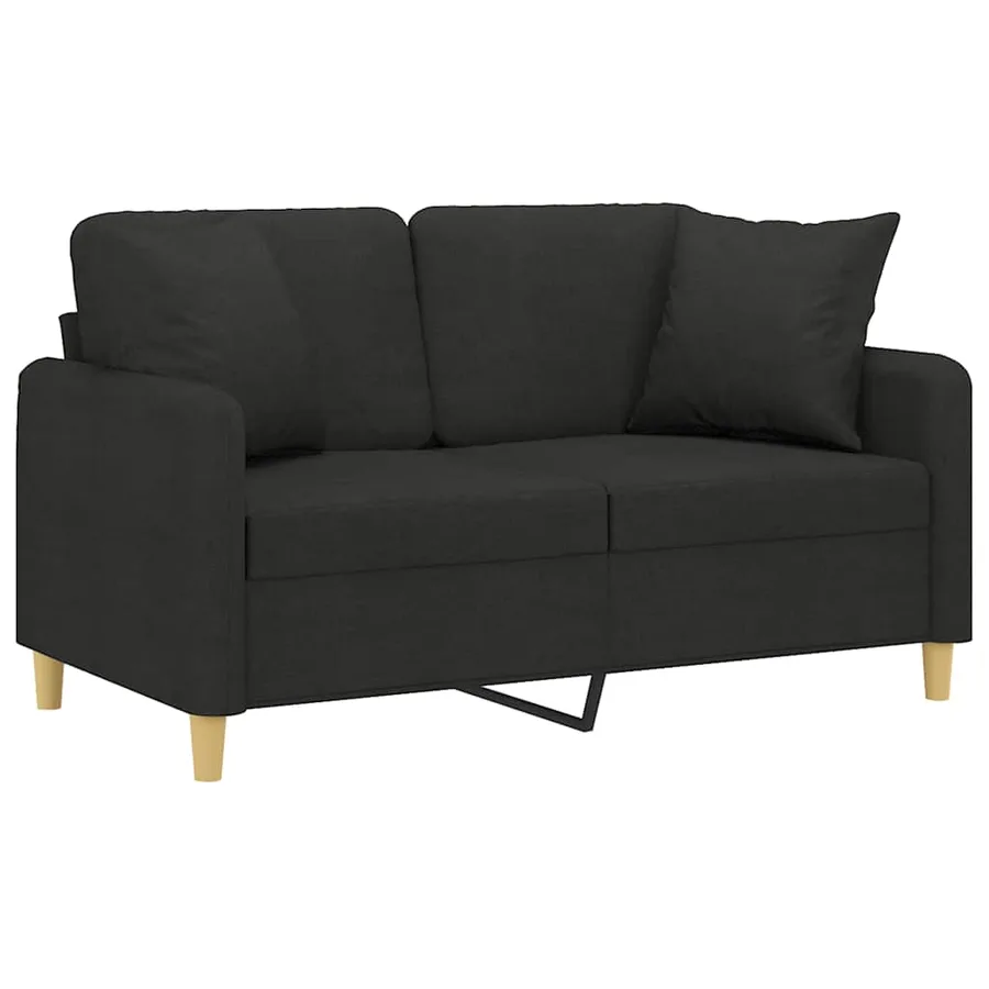 Canapé 2 places avec oreillers décoratifs noir 120 cm tissu - 3