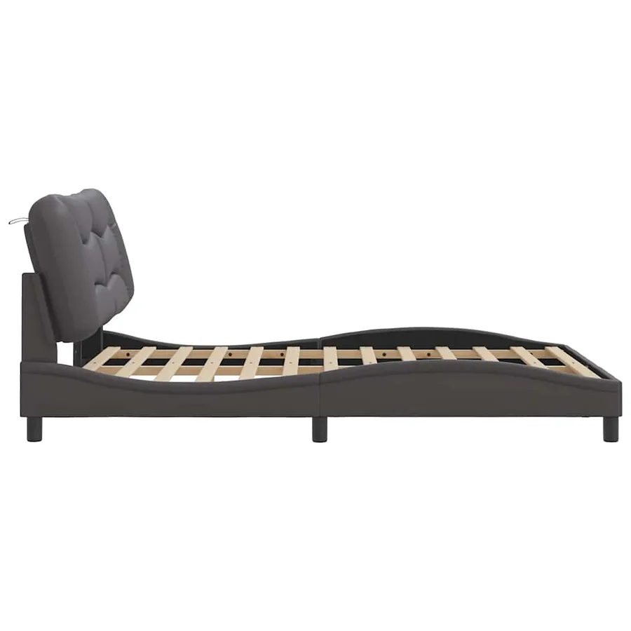 Cadre de lit sans matelas Hvar gris 140x200 cm similicuir - 7