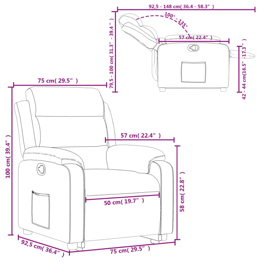 Fauteuil inclinable Gris clair Tissu - 15