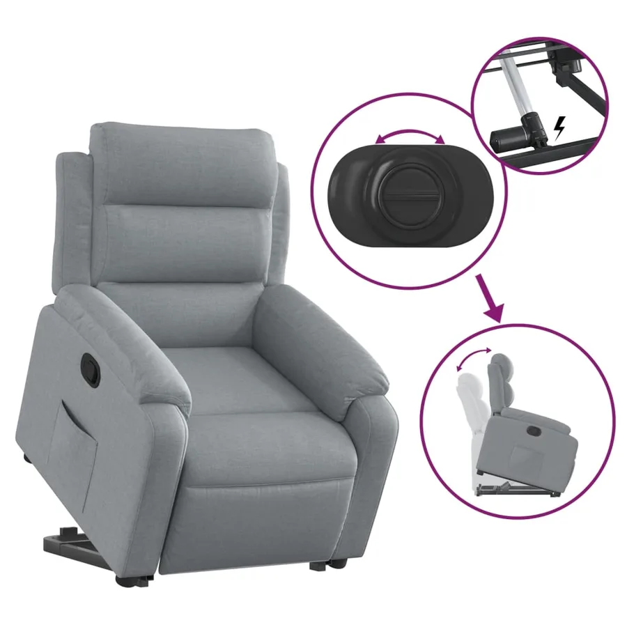 Fauteuil inclinable Gris clair Tissu - 5