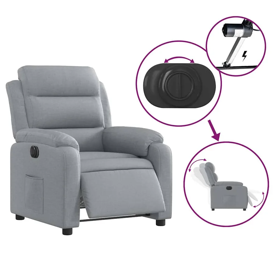 Fauteuil inclinable électrique Gris clair Tissu - 6