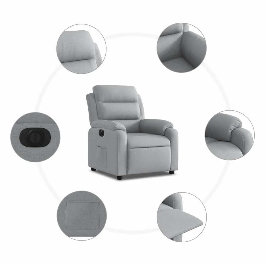 Fauteuil inclinable électrique Gris clair Tissu - 8