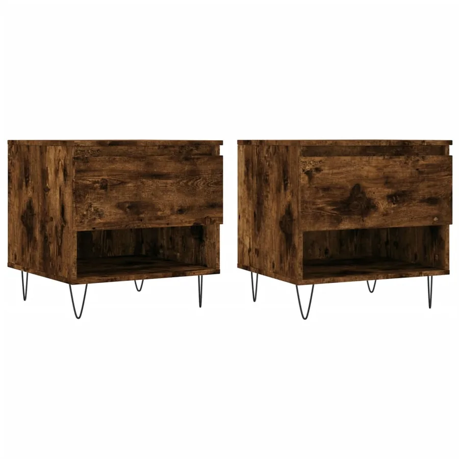 Tables basses 2 pcs chêne fumé 50x46x50 cm bois d'ingénierie - 2