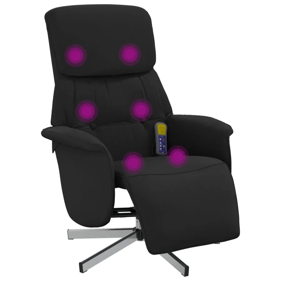 Fauteuil inclinable de massage avec repose-pieds noir tissu - 2