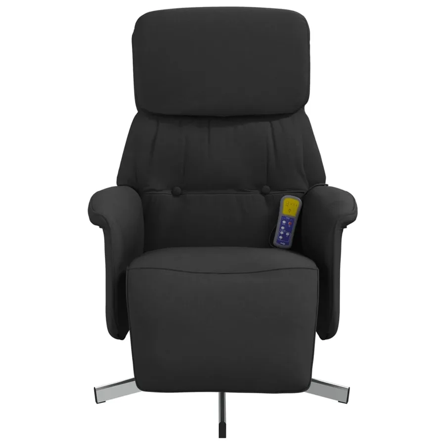 Fauteuil inclinable de massage avec repose-pieds noir tissu - 4