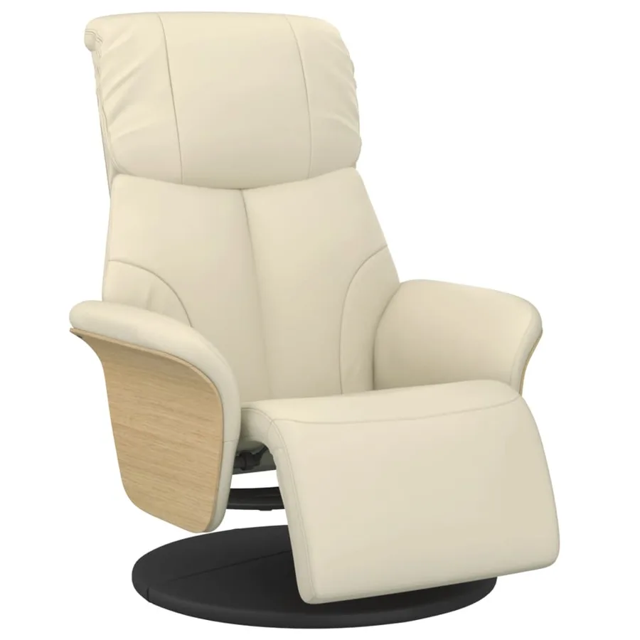 Fauteuil inclinable avec repose-pieds crème similicuir - 2