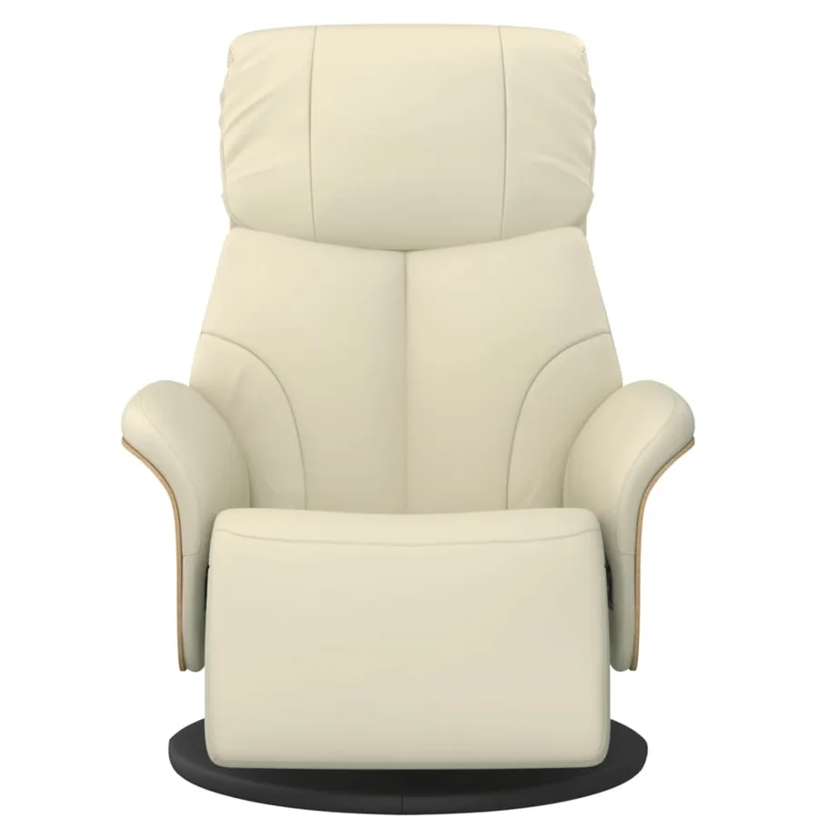 Fauteuil inclinable avec repose-pieds crème similicuir - 3