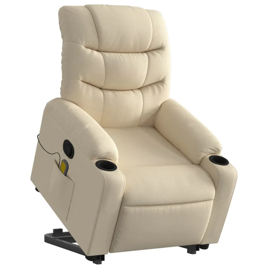 Fauteuil inclinable de massage Crème Tissu - 3