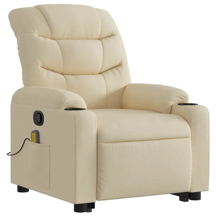 Fauteuil inclinable de massage Crème Tissu - 4