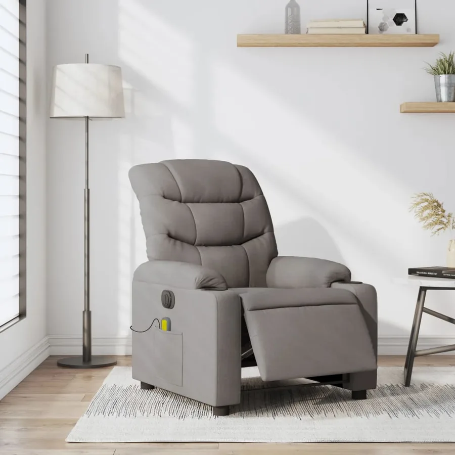 Fauteuil de massage inclinable électrique Taupe Tissu - 15