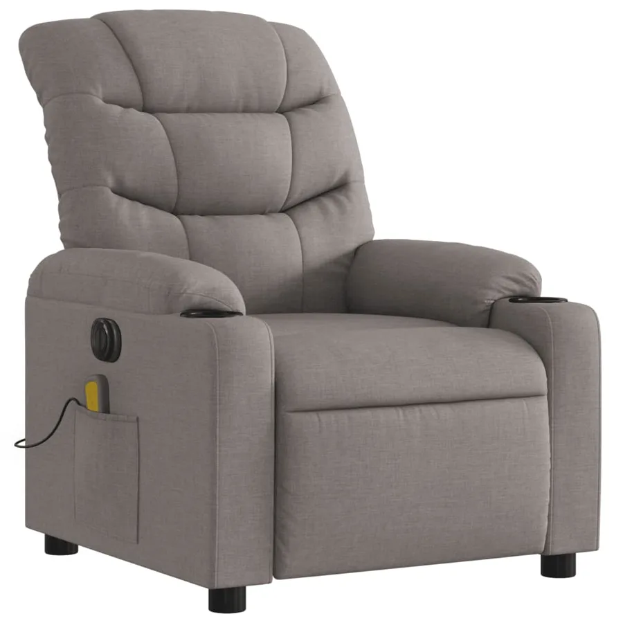 Fauteuil de massage inclinable électrique Taupe Tissu - 4