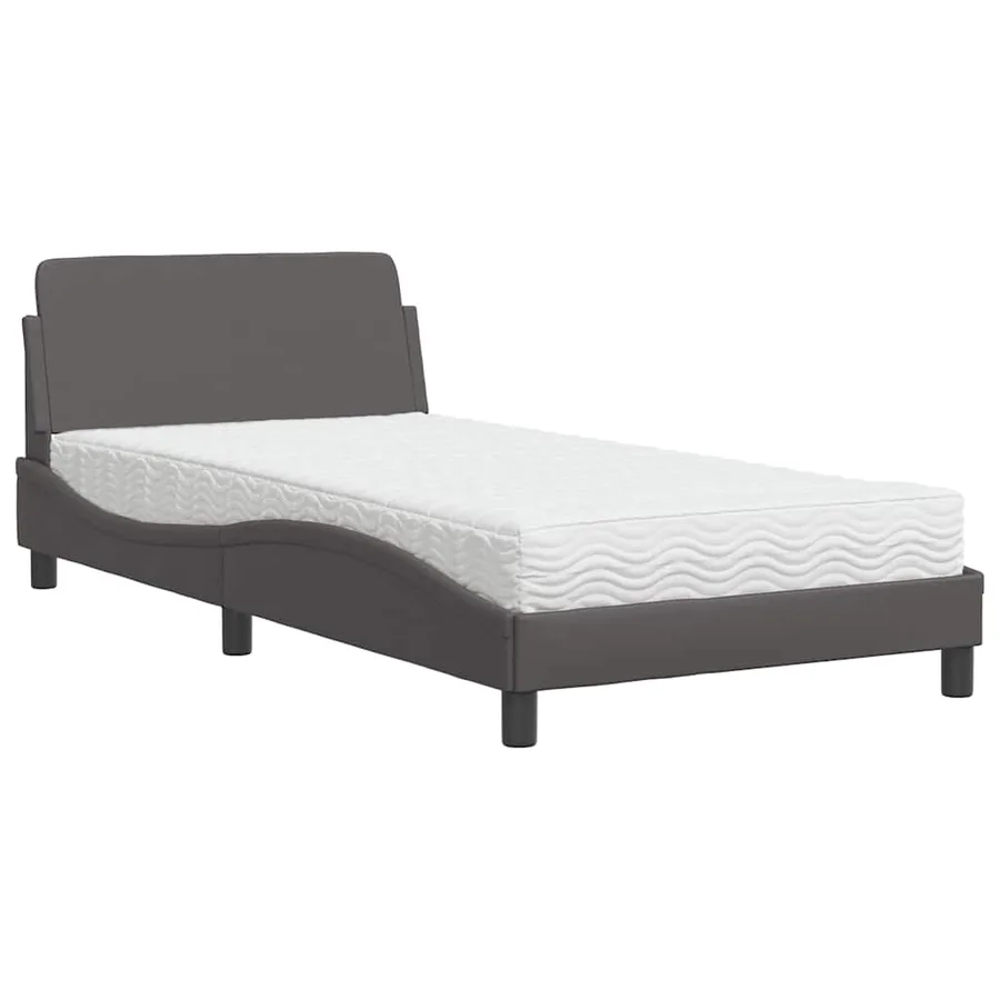 Lit avec matelas Dover gris 100x200 cm similicuir - 2