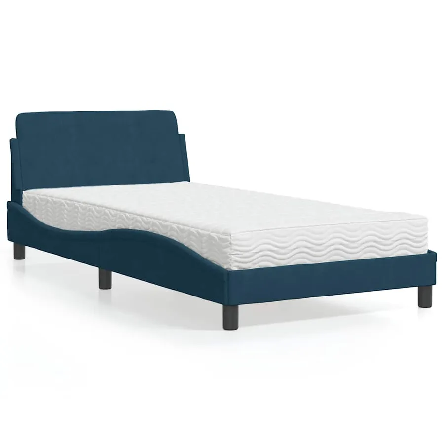Lit avec matelas Dover bleu 100x200 cm velours - 2
