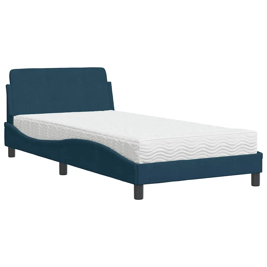 Lit avec matelas Dover bleu 100x200 cm velours - 3