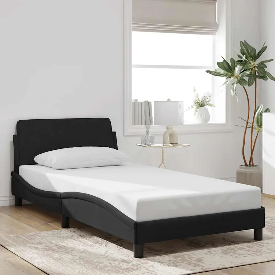 Cadre de lit Dover noir 100x200 cm velours