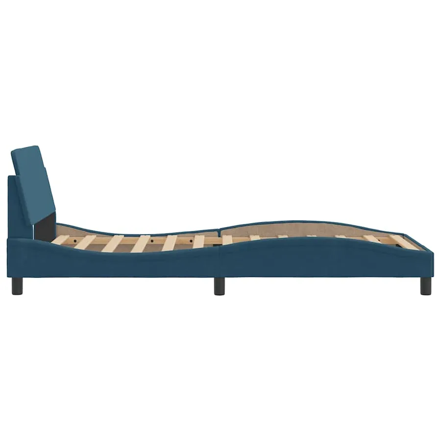 Cadre de lit avec tête de lit Dover bleu 100x200cm velours - 5
