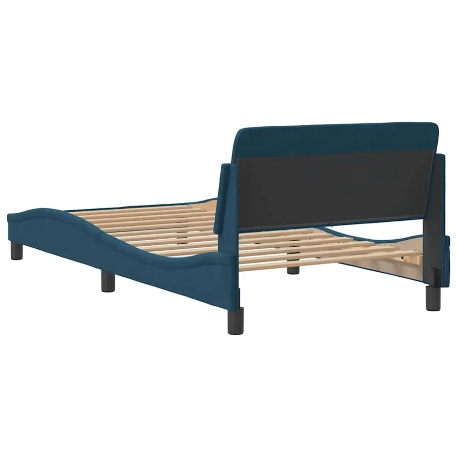 Cadre de lit avec tête de lit Dover bleu 100x200cm velours - 6
