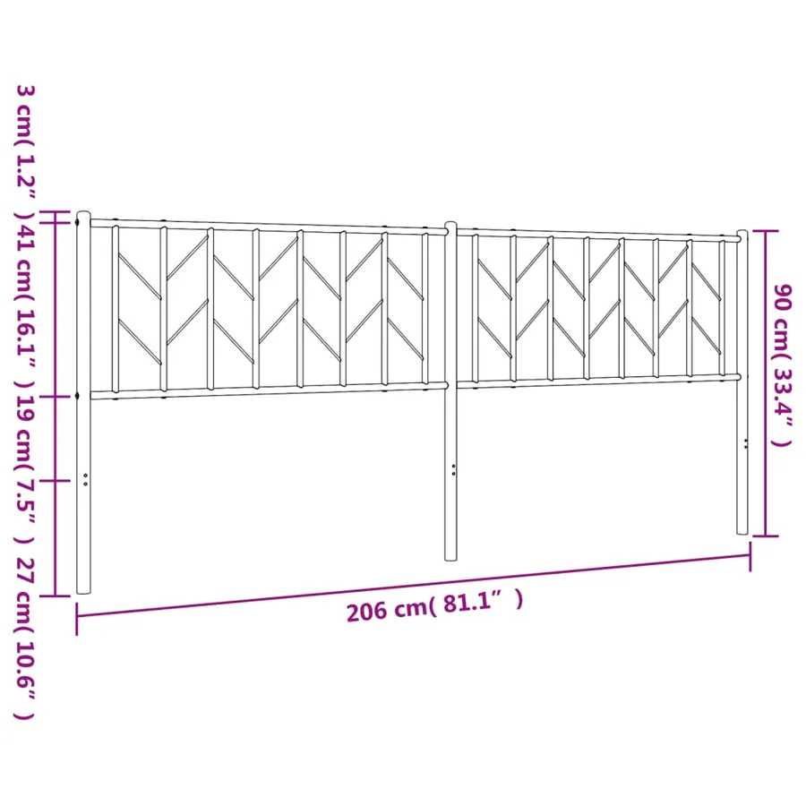 Tête de lit de remplacement métal noir 200 cm - 7