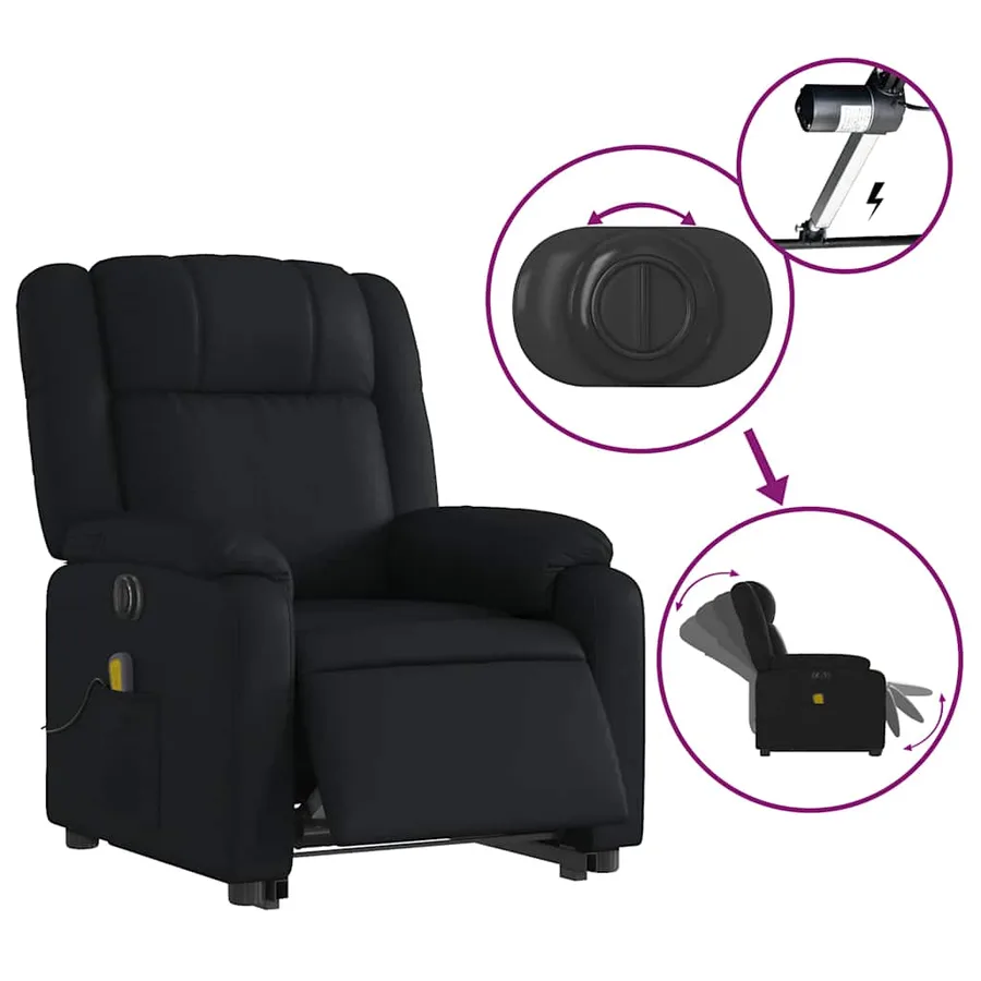 Fauteuil inclinable de massage électrique noir similicuir - 6