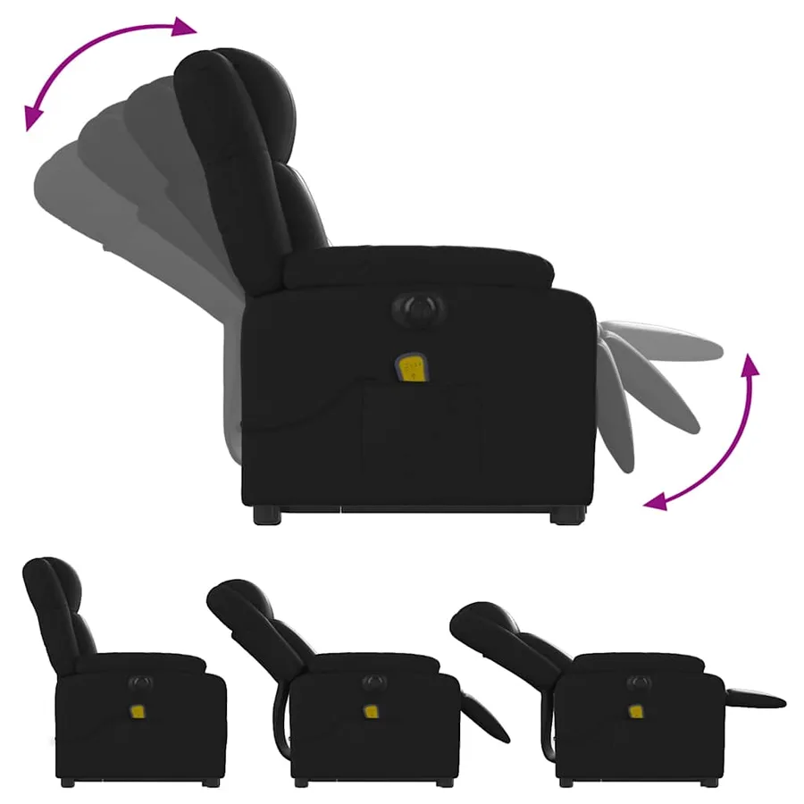 Fauteuil inclinable de massage électrique noir similicuir - 7