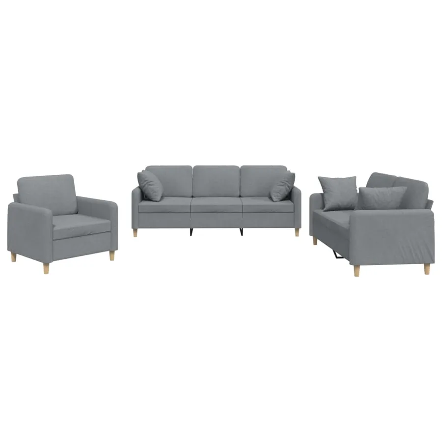 Ensemble de canapés 3 pcs coussins gris clair tissu - 2