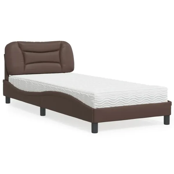 Lit avec matelas Hvar marron 80x200 cm similicuir