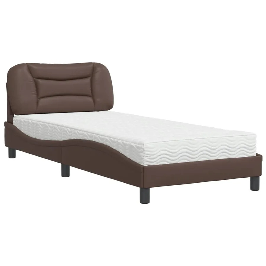Lit avec matelas Hvar marron 80x200 cm similicuir - 2