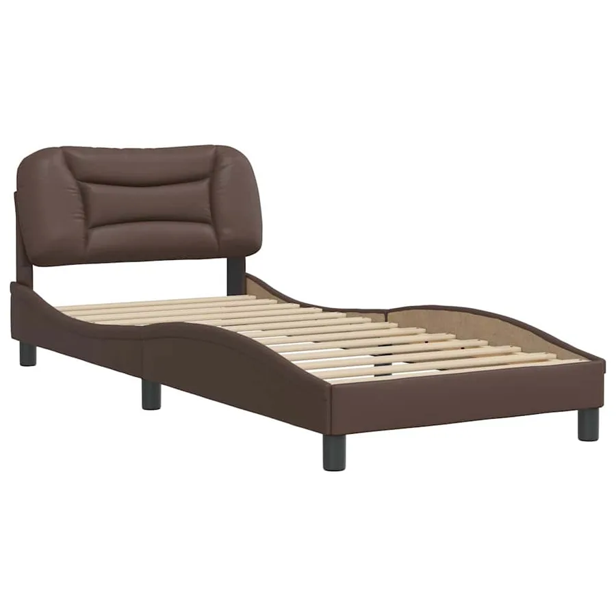 Cadre de lit sans matelas Hvar marron 80x200 cm similicuir - 3
