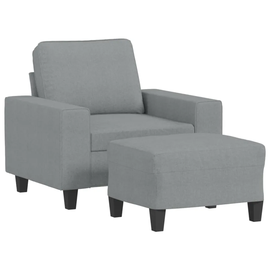 Fauteuil avec repose-pied Gris clair 60 cm Tissu - 2