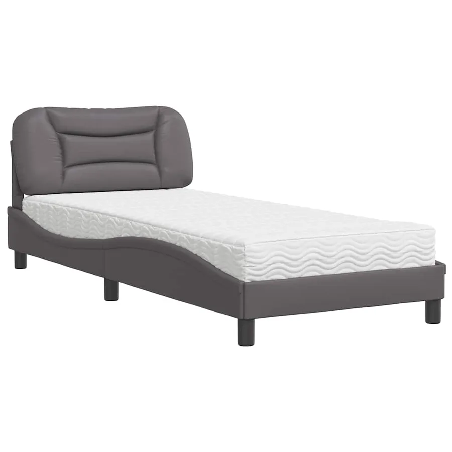 Lit avec matelas Hvar gris 90x200 cm similicuir - 2