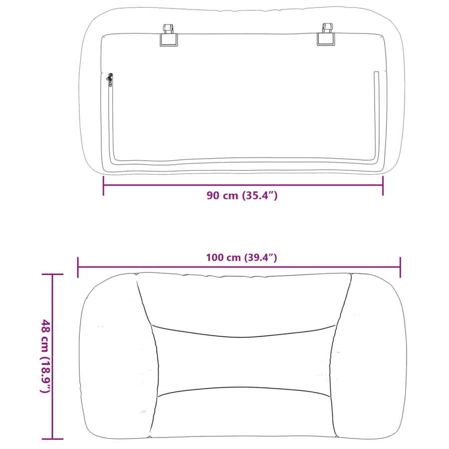 Coussin de tête de lit Hvar gris 90 cm similicuir - 10
