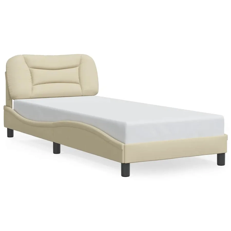 Cadre de lit sans matelas Hvar crème 80x200 cm tissu - 2