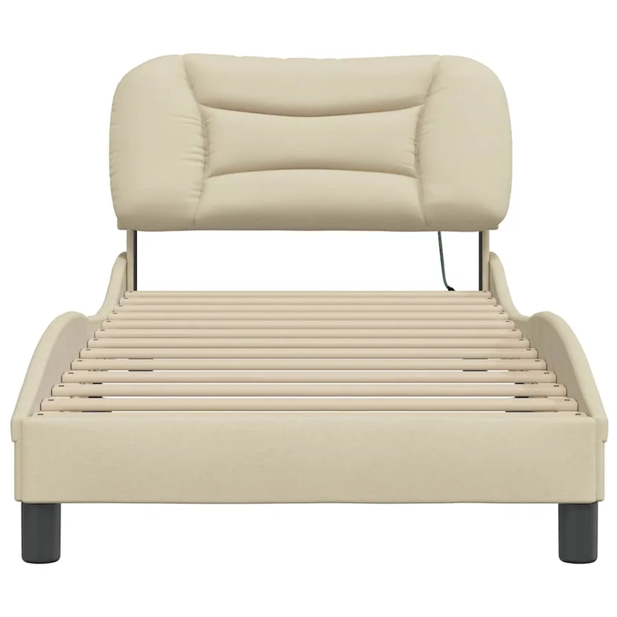 Cadre de lit sans matelas Hvar crème 80x200 cm tissu - 4
