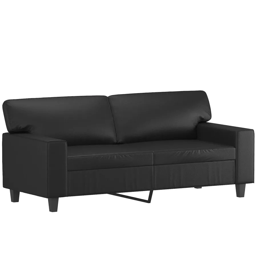 Ensemble de canapés 3 pcs avec coussins noir similicuir - 4