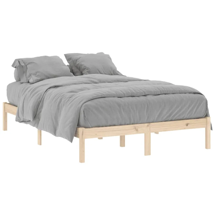 Cadre de lit sans matelas 137x190 cm bois massif de pin - 2