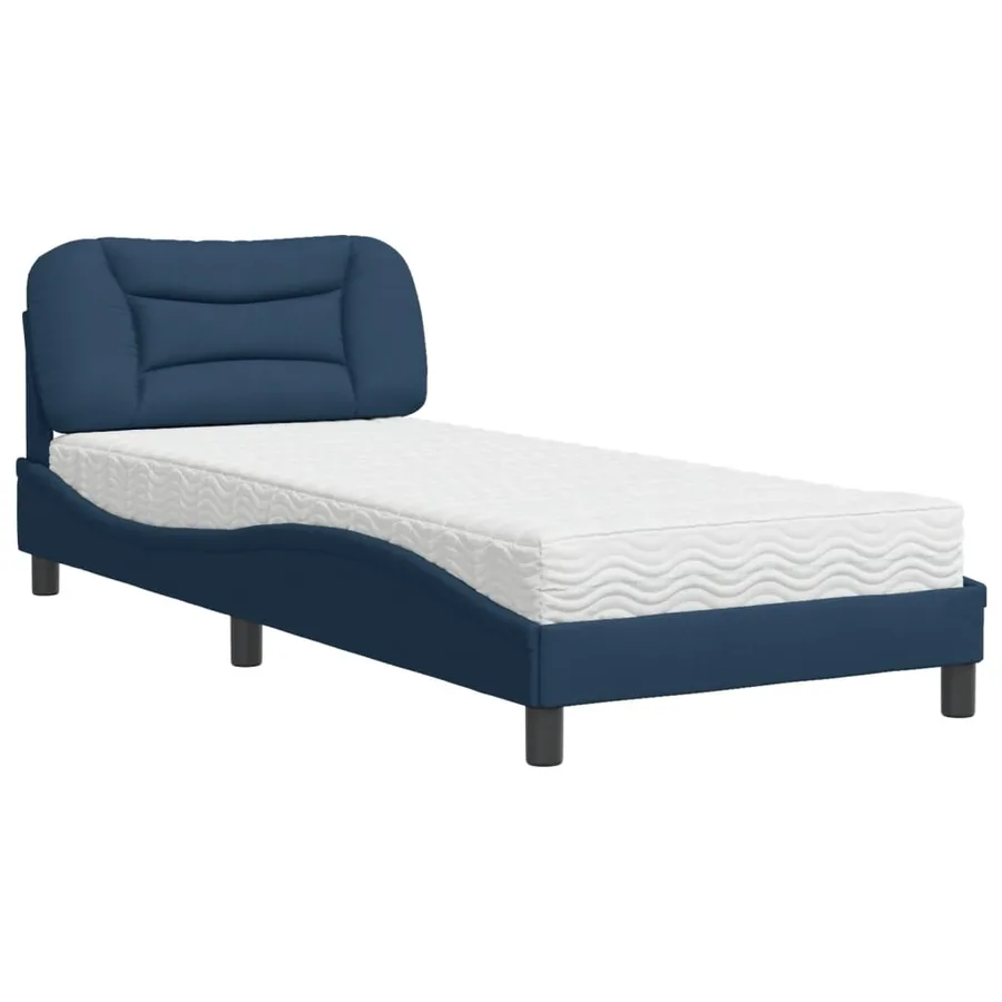 Lit avec matelas Hvar bleu 80x200 cm tissu - 2