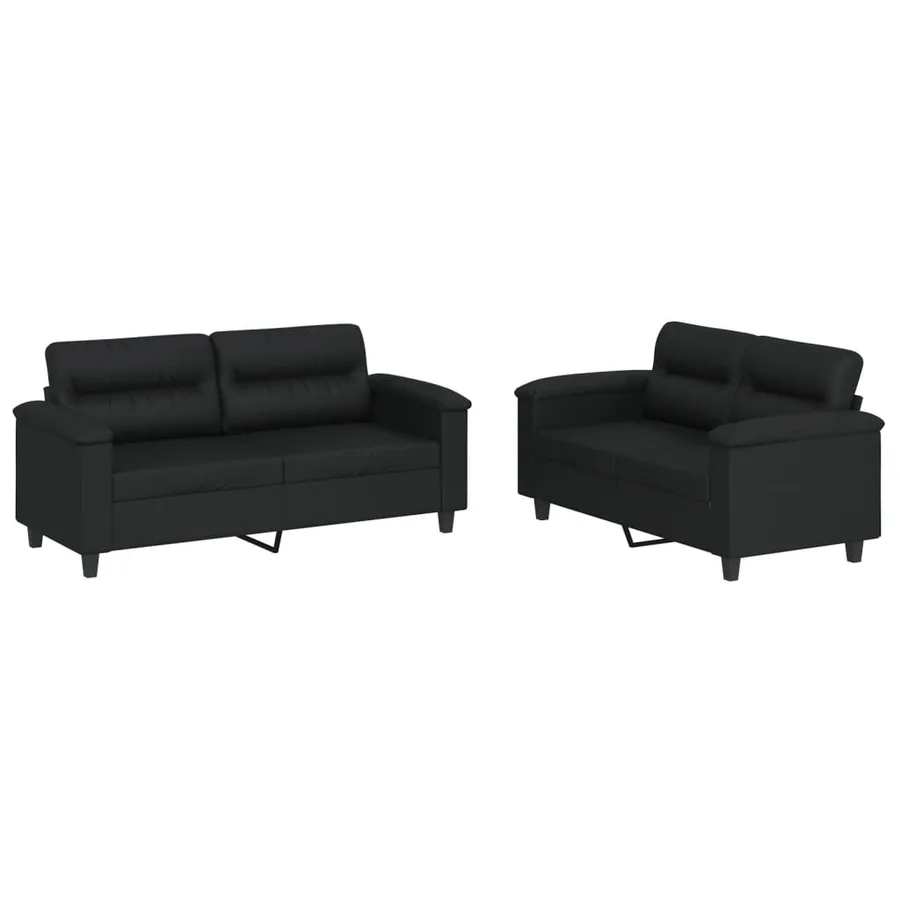 Ensemble de canapés 2 pcs avec coussins Noir Similicuir - 2