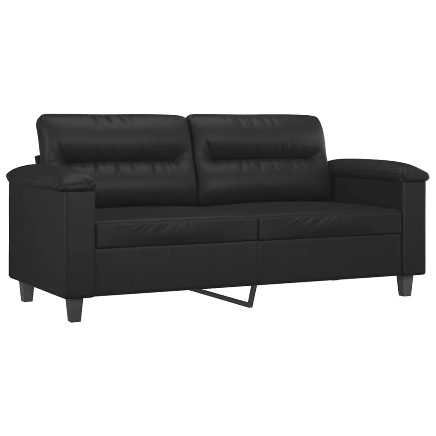 Ensemble de canapés 2 pcs avec coussins Noir Similicuir - 4