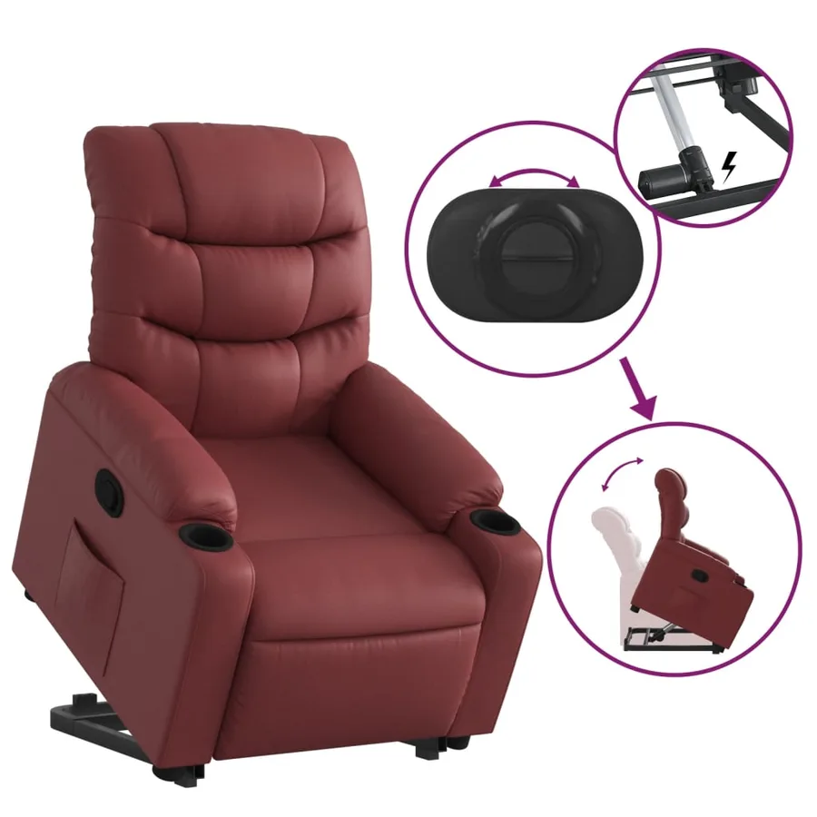 Fauteuil inclinable Rouge bordeaux Similicuir - 6