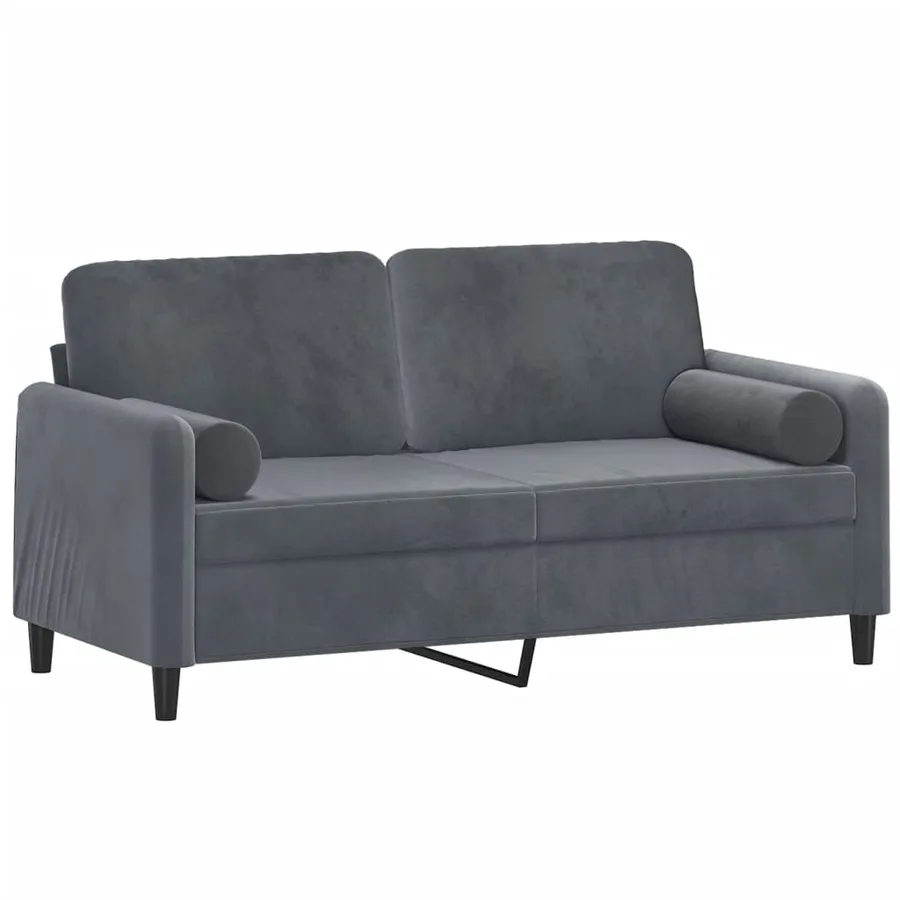 Canapé 2 places avec oreillers gris foncé 140 cm velours - 3