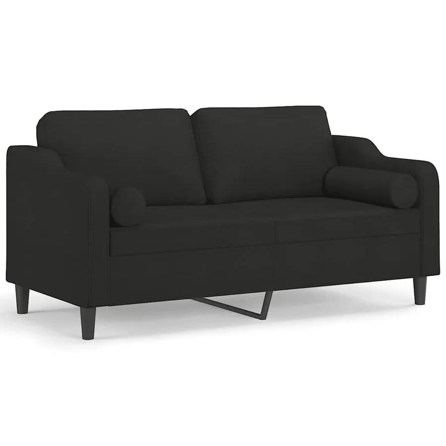Canapé 2 places avec oreillers décoratifs noir 140 cm tissu - 2
