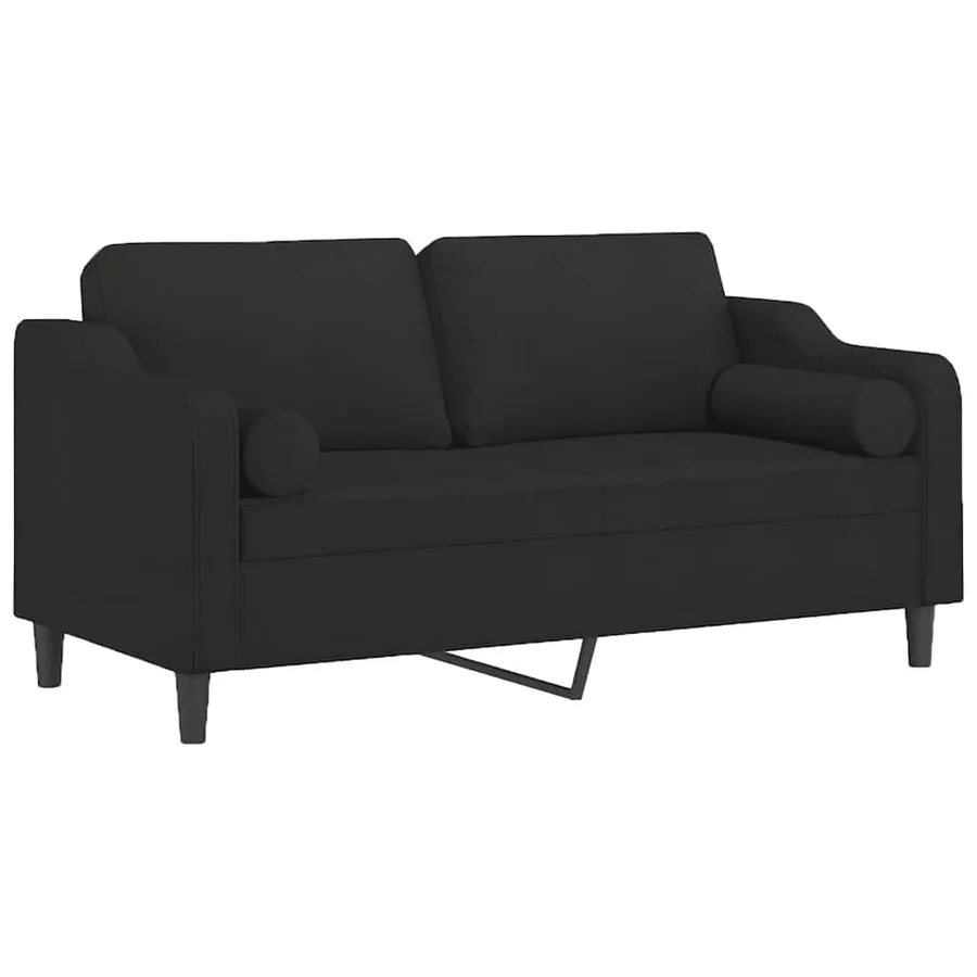 Canapé 2 places avec oreillers décoratifs noir 140 cm tissu - 3