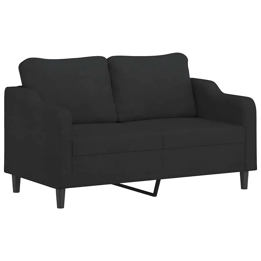 Canapé 2 places avec oreillers décoratifs noir 140 cm tissu - 4
