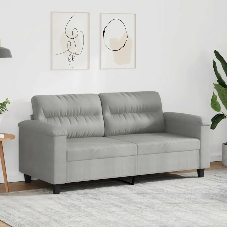 Canapé à 2 places Gris clair 140 cm Tissu microfibre