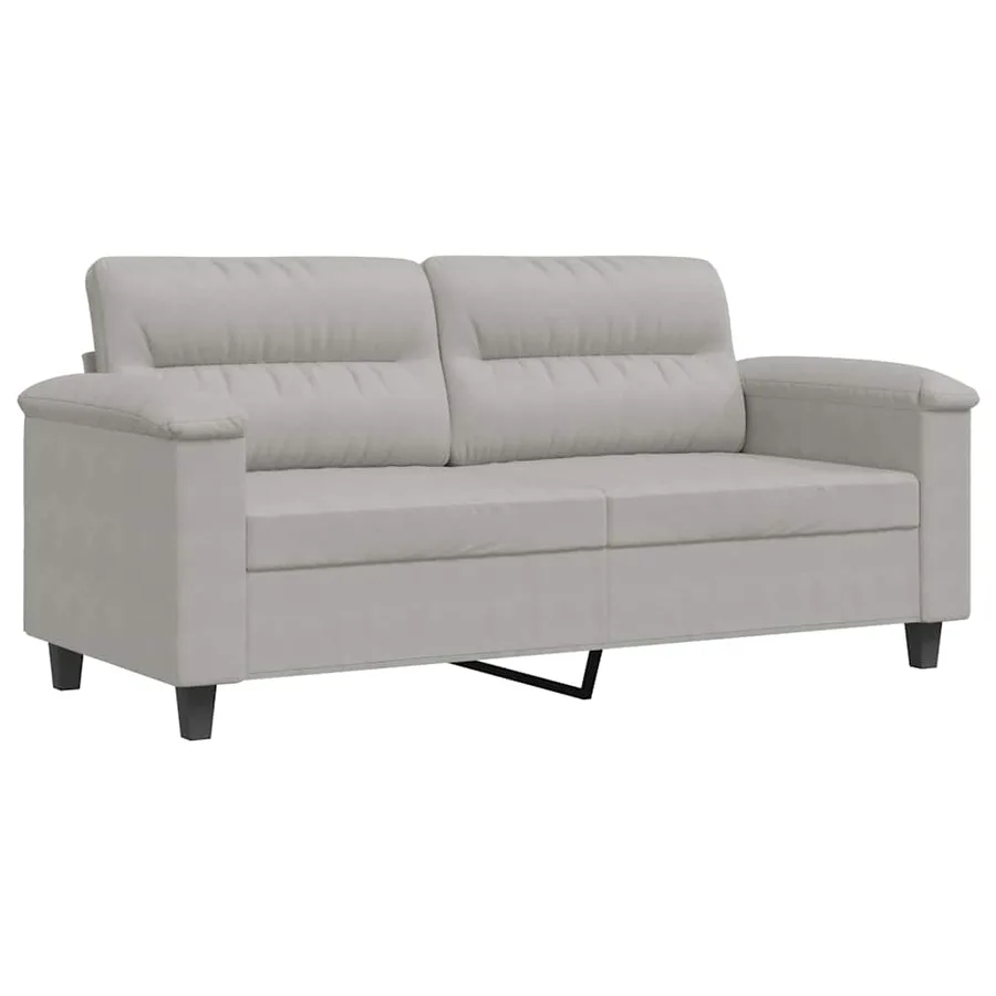 Canapé à 2 places Gris clair 140 cm Tissu microfibre - 2