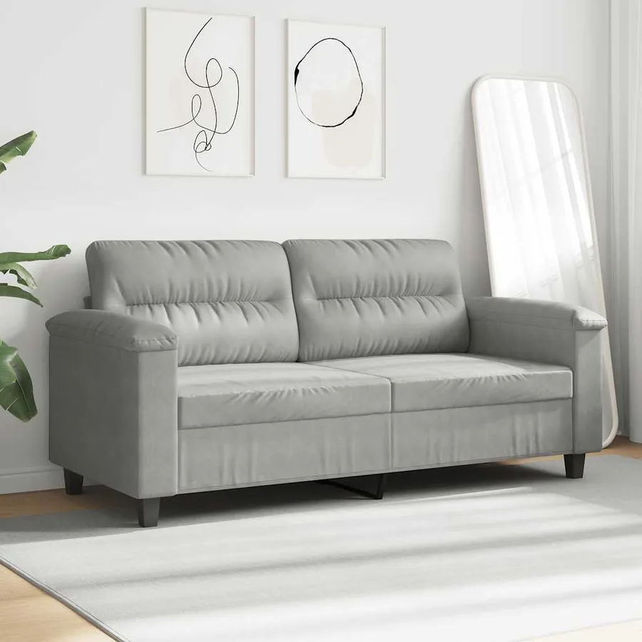 Canapé à 2 places Gris clair 140 cm Tissu microfibre - 3